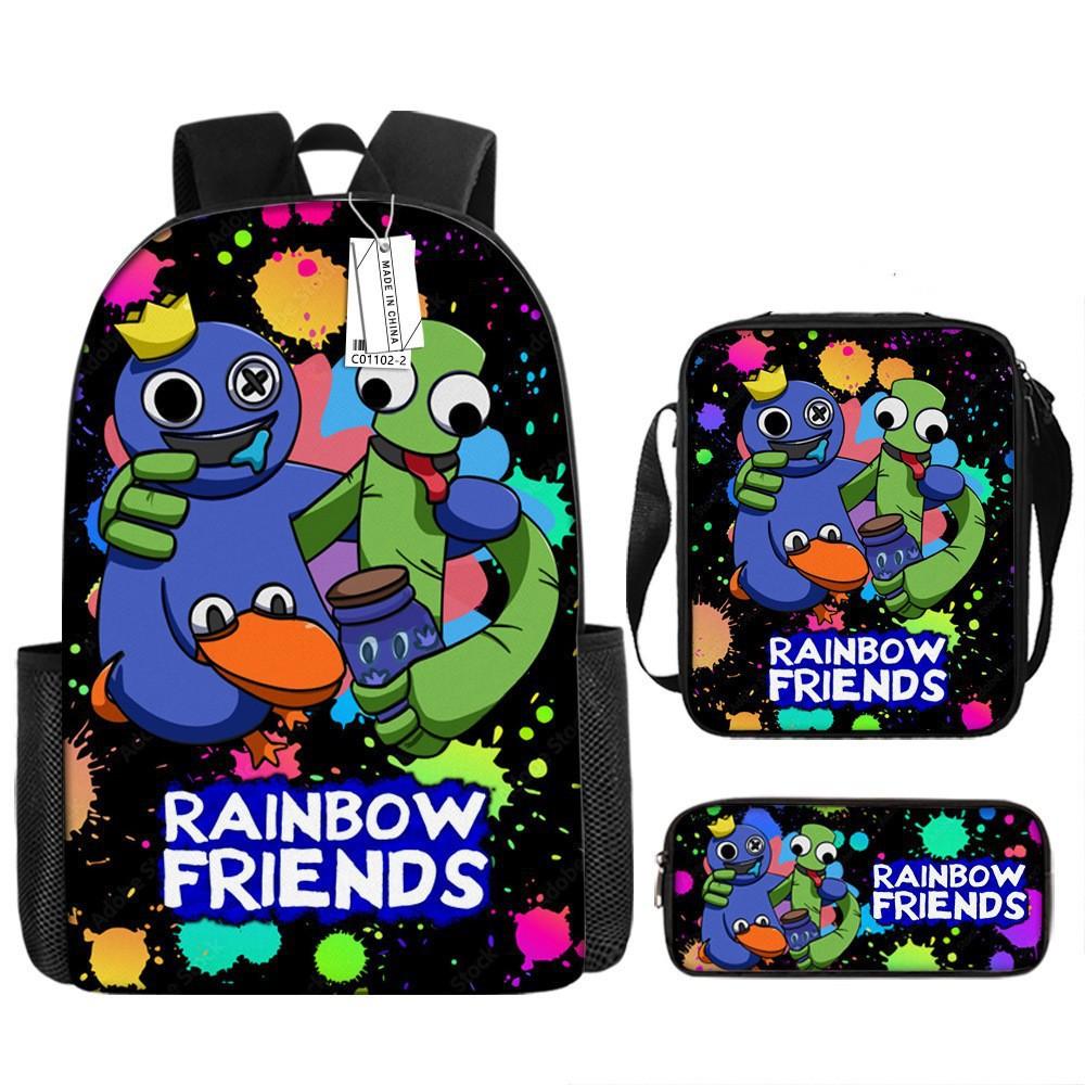 Regenbogenfreund Schulranzen Regenbogen Freund Dreiteiliges Set Grundschulkinder Cartoon Rucksack Umhängetasche