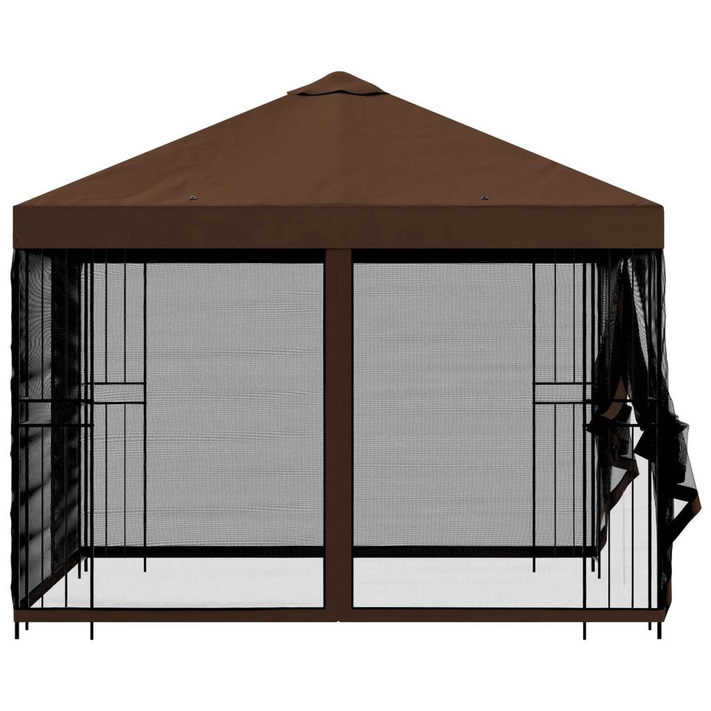 Garden Pavilion with Side Walls 3 X 3 M Brown