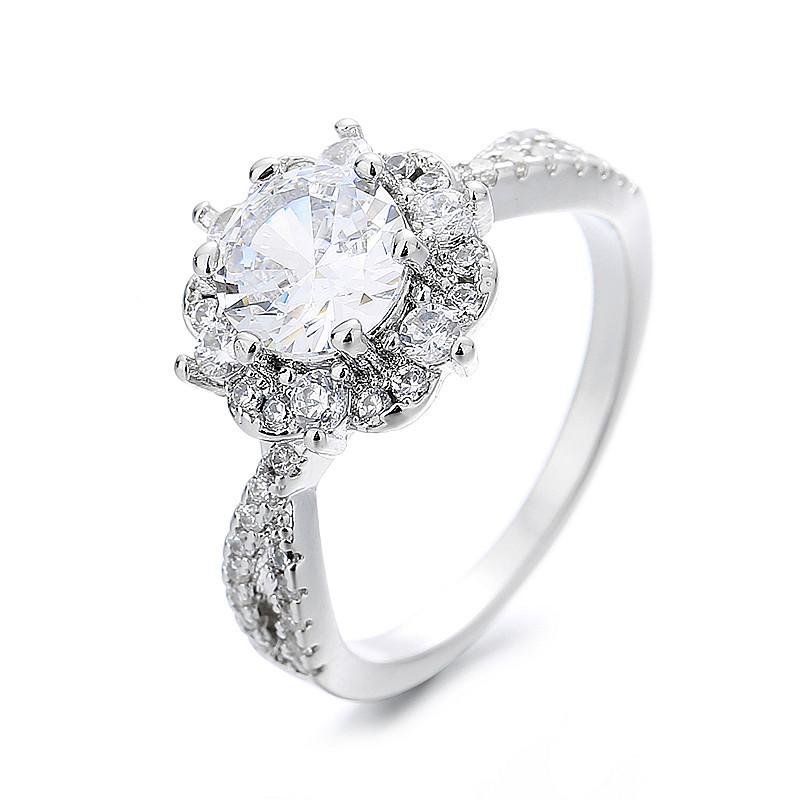 2026 Princess Elsa Ring Female, One Carat Flower Twist Arm Diamond Ring, Light Luxury Premium Wedding Ring Ring