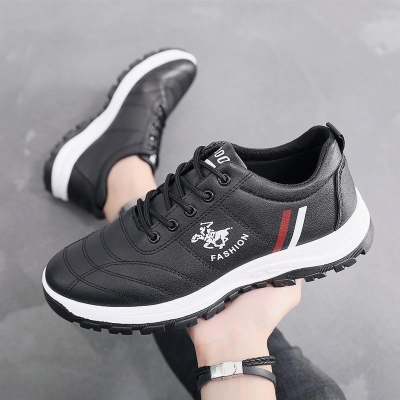 Sports Men's Shoes Spring Casual Shoes Leather Men's Shoes Comfortable White Shoes Student Outdoor Running Shoes Men's Sports Shoes