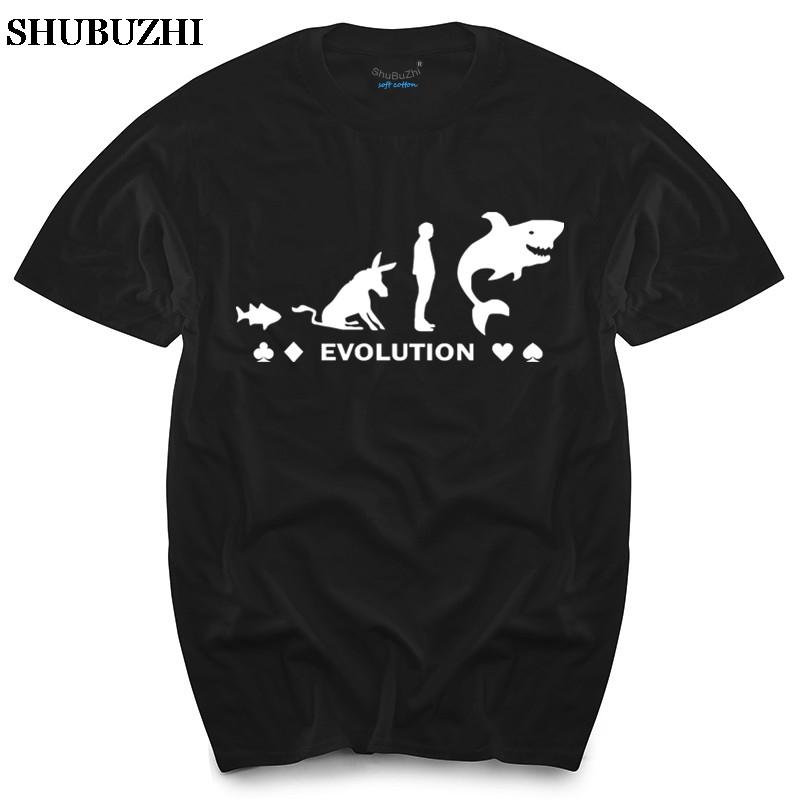 

Poker Fish To Shark Evolution Mens Funny Poker TShirt men cotton tshirt brand top tees 4XL