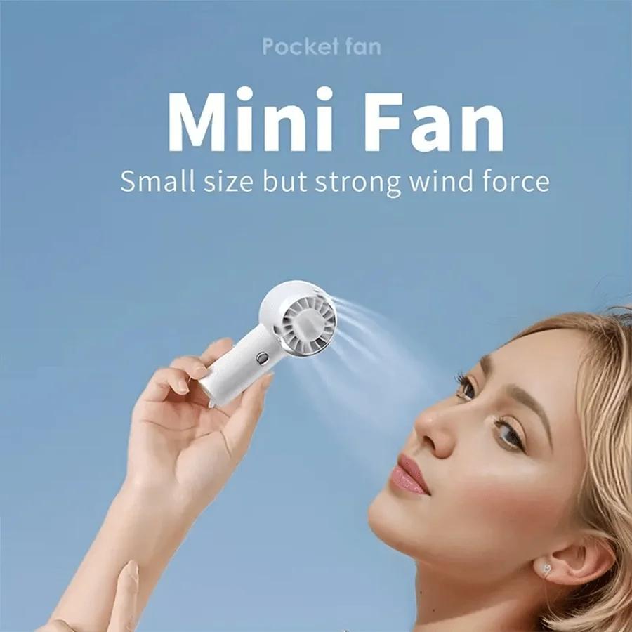 2025 New Ultralight Only 60G Mini Size Handheld Fan Portable Fan Air Cooler Pocket Fan Rechargeable for Travelling Shopping