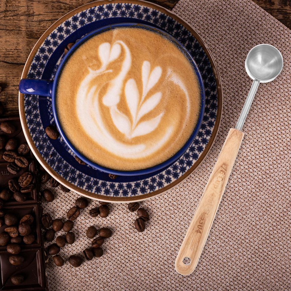 Stainless Steel Coffee Measuring Spoon Wood Handle 8ml Silver Finish Accurate Baking Powdered Milk Scoop Measure Cups