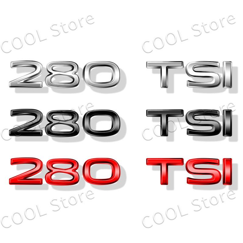 EPYFH1 1Pcs 3D Metal 230 280 300 330 380 TSI Fender Tail Car Logo Side Badge Rear Trunk Emblem Sticker For VW Golf Jetta Passat MK4 MK5