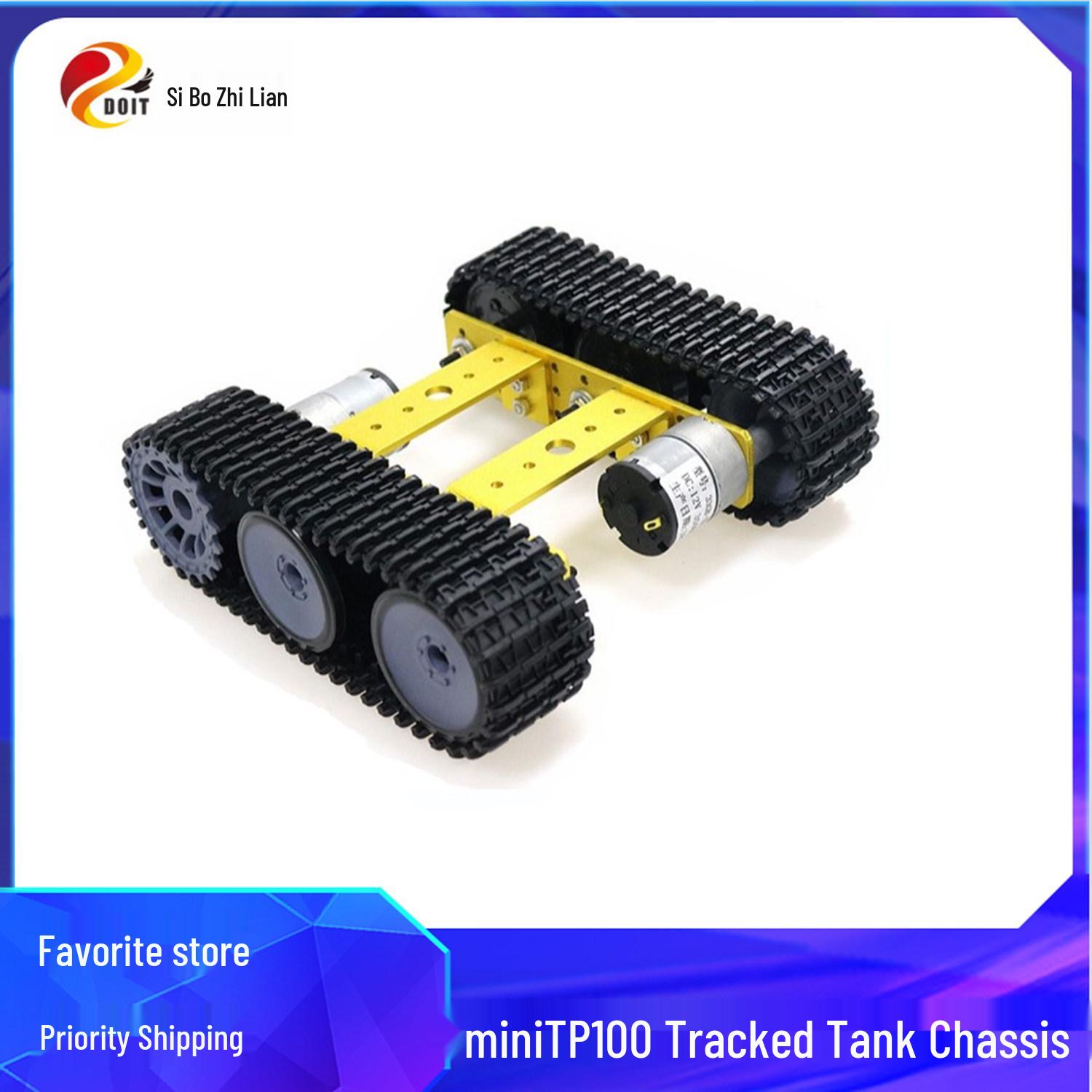 

Mini TP100 Tracked Robot Car Chassis DIY Kit - Arduino Compatible with Remote Control Gold - Acrylic Panel with 33 Motor