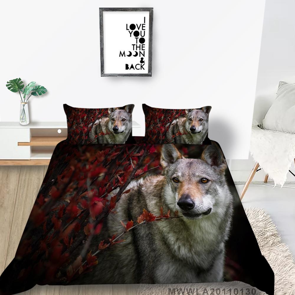 2023 New Style Wolf Printing Bedding Set Animals Duvet Cover Bed Cover Highend Pillowcase Cool Men Bedding Suit King Size Bed Set Cover