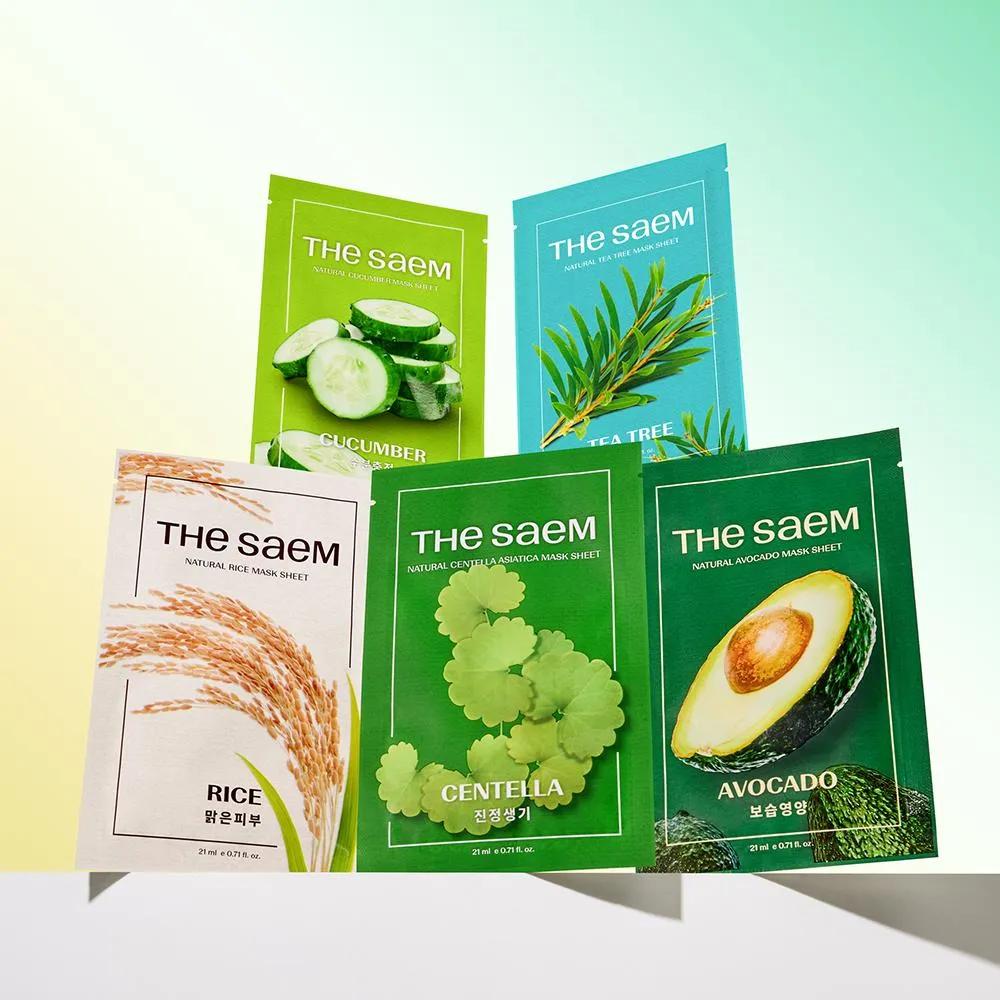 THE SAEM Natural Mask Sheet 1ea (7 Options) [CALM & LIVELY SKIN] Centella Asiatica