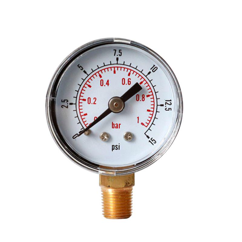 40mm Face Pressure Gauge 1/8" BSPT Bottom Mount 15,30,60.100,160 200, 300 PSI & Bar for Air Gas Water Fuel Liquid.