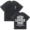 Gewaschenes Vintage Christian Jesus Grafik T-Shirt für Herren Hohe Qualität Baumwolle T-Shirts Herren Hip Hop Gothic Oversized T-Shirt Streetwear