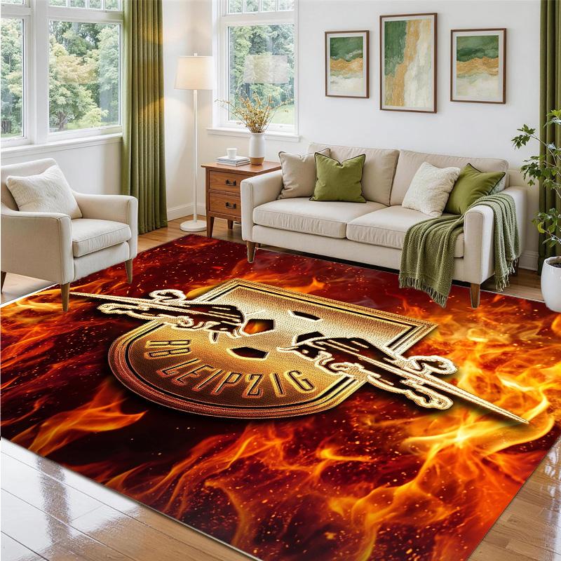 RB Leipzig Football Design Crystal Velvet Rug Soft Decorative Mat for Bedroom Entrance