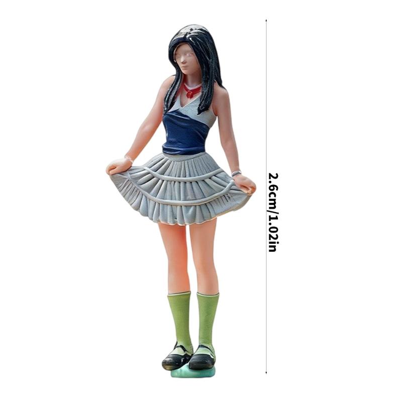 Cute Resin Miniature Girl Model In Bright Dress Perfect For Small Home Additions