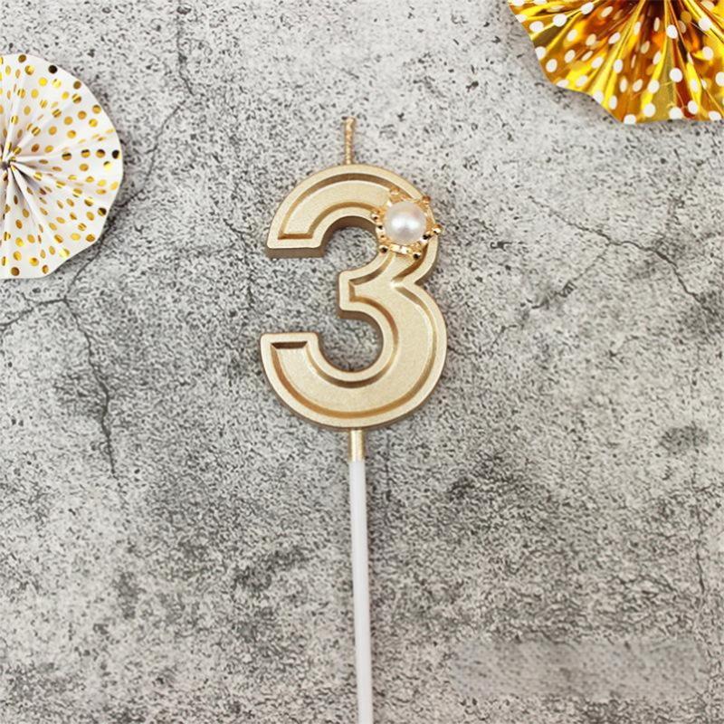 Gold 3D Number Cake Candles Suitable For Birthday Party Decoration Birthday Decoration Cake Decorating Tools