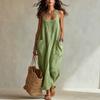 2026 Summer New Cotton and Linen Temperament Casual Pocket Suspender Long Dress