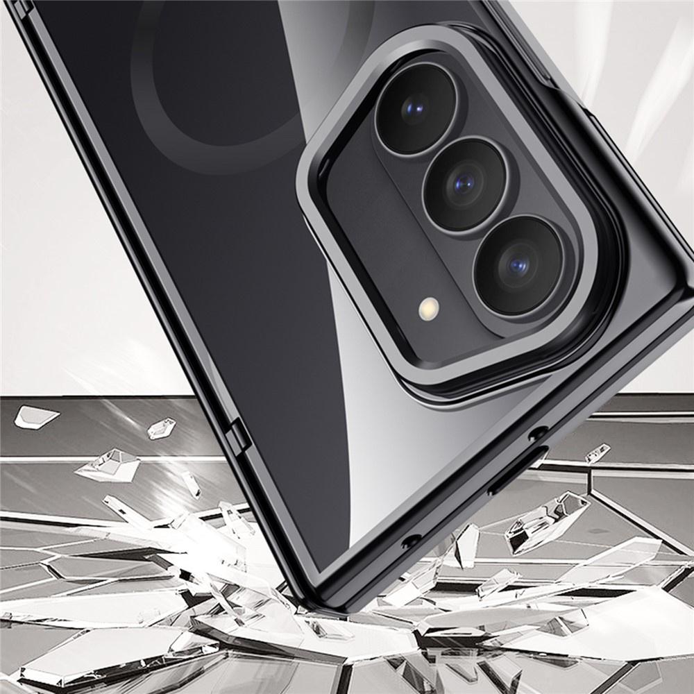 Clear case for Samsung Galaxy Z Fold 8 Ultra, with stand and glass for external screen, for MagSafe, black frame