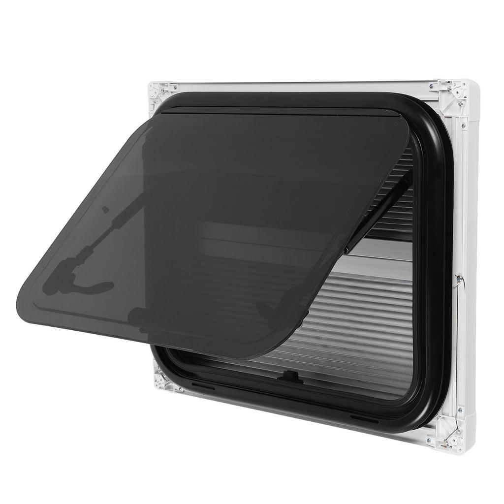 16x20 Inch RV Push Out Window Rounded Corner UV Proof Double Layer Trailer Exit Window with Support Rod Sunshade