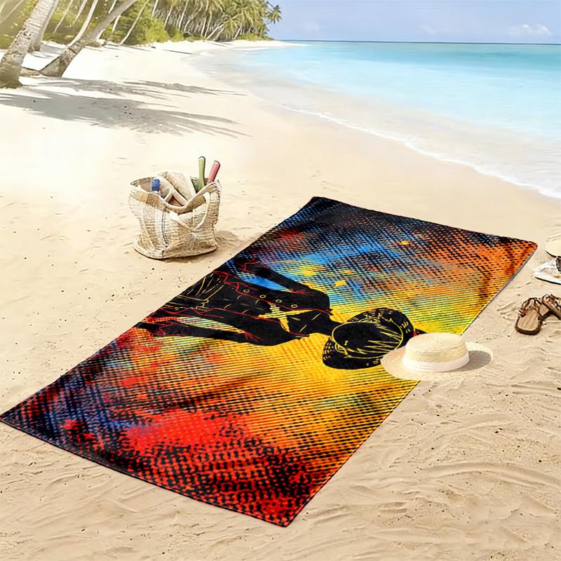 Straw Hat Crew Print Beach Towel, Large Soft Quick Dry Towel for Beach Camping Swimming