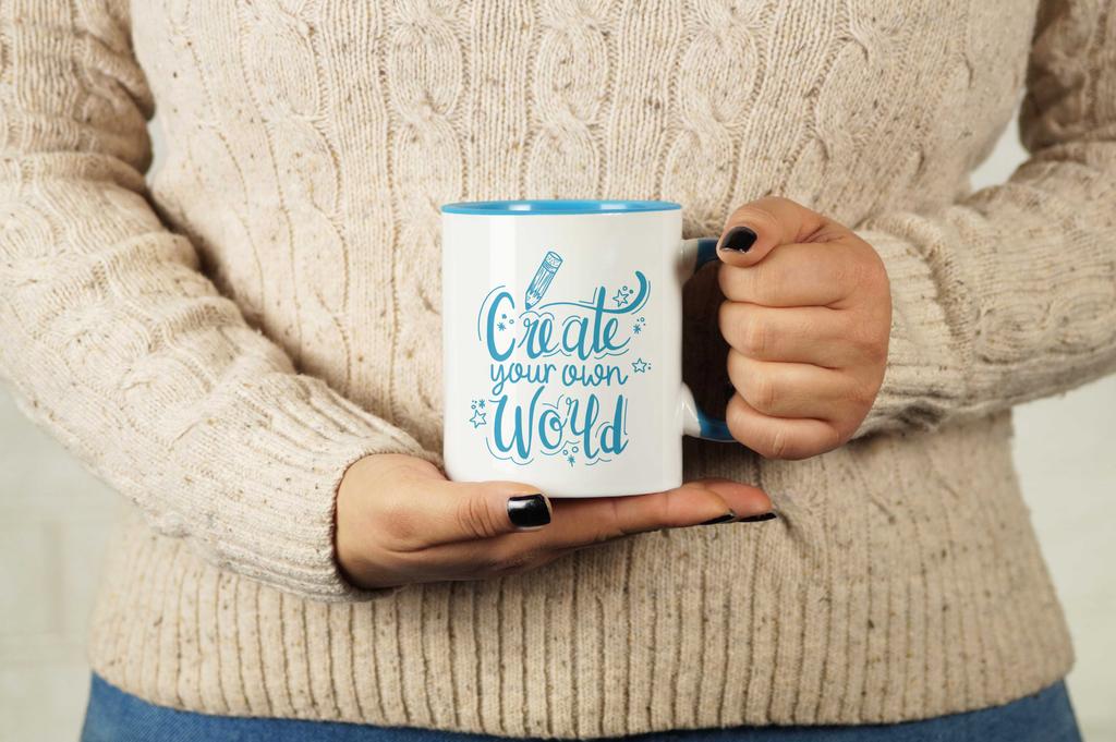 Inkdotpot Create Your Own World  11 Oz  Ceramic Coffee  Mugs Inspirational Quotes Gift For Co-Worker Boss
