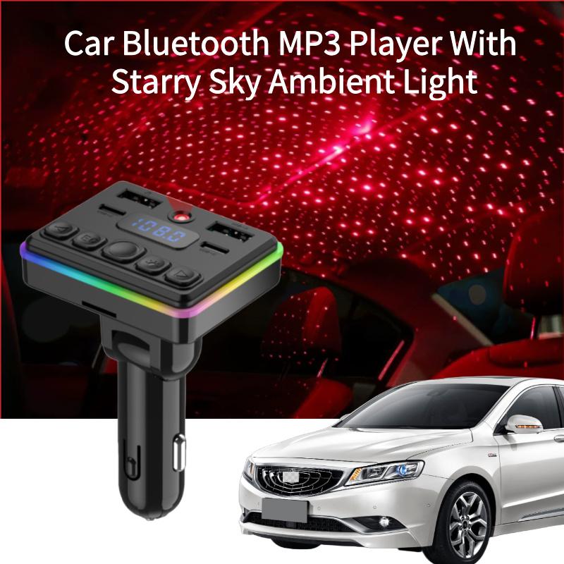 Bluetooth 5.4 Nabíječka do auta FM vysílač Type-C Duální USB Ambientní přehrávač Bezdrátové handsfree volání MP3 Modulátor Přehrávač Nabíječka