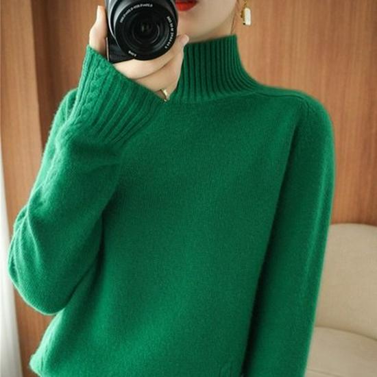 2023 Autumn/Winter Women's High Neck Thick Loose Knit Sweater