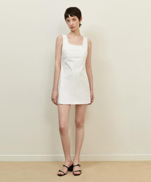 LADY VOLUME Squarer Line Mini Dress_White