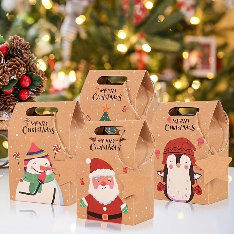 24PCS Eco-Friendly Christmas Candy Packaging Box Brown Kraft Paper Christmas Party Favor Bag 9.4X6X14cm