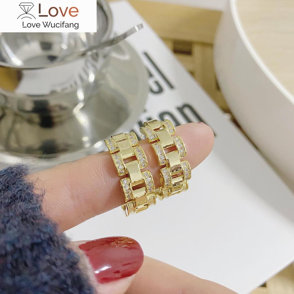 Koreanischer Modeschmuck Einfache Zirkon 14K Echtgold Ohrringe Schlichtes Temperament und Großzügige Damen Alltägliche Wilde Ohrringe