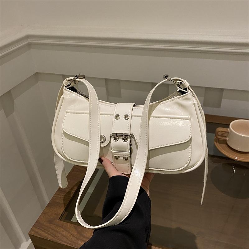 

Y2k Retro Punk Style Women Shoulder Bags Casual Versatile Ladies Messenger Bag Portable Cool Hot Girls Pu Leather Handbags Purse бежевый