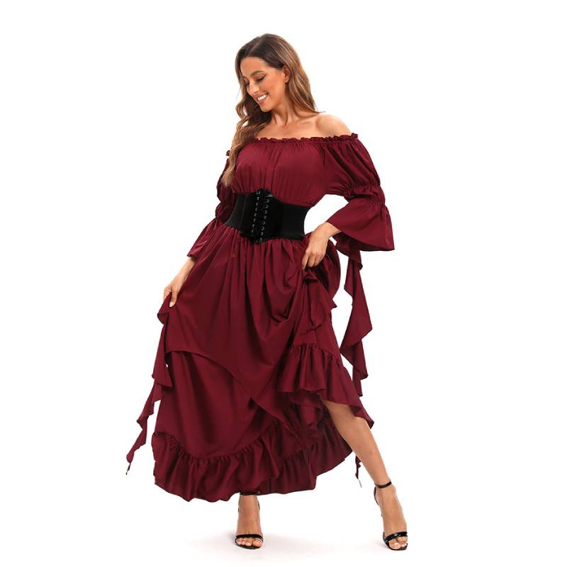 Ladies Colored Dress Medieval Costume Halloween Party Dance Performance Gift