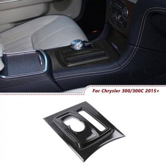 Center Control Gear Shift Cover Trim For Chrysler 300/300C 2015+ Carbon Fiber