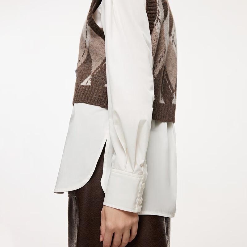 ONLY Women's Argyle Knit Vest & Shirt Set