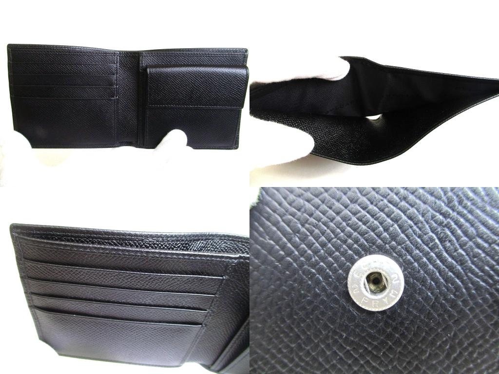 Authentic BVLGARI Black Leather Classico Bifold Wallet Compact Wallet #b167  Open box