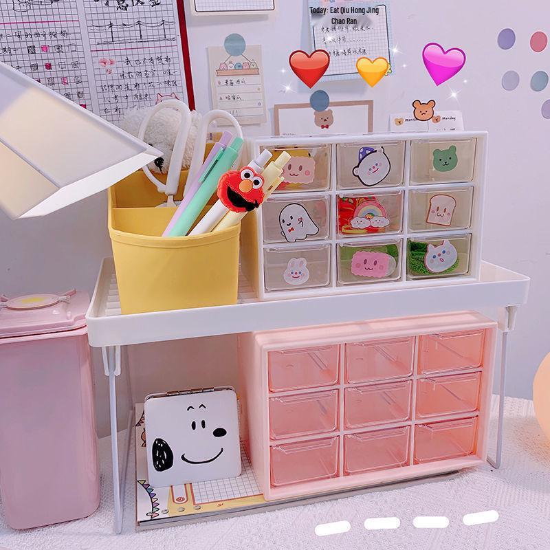 INS Girly Heart Drawer-Type Desktop Storage Box for Stationery & Jewelry
