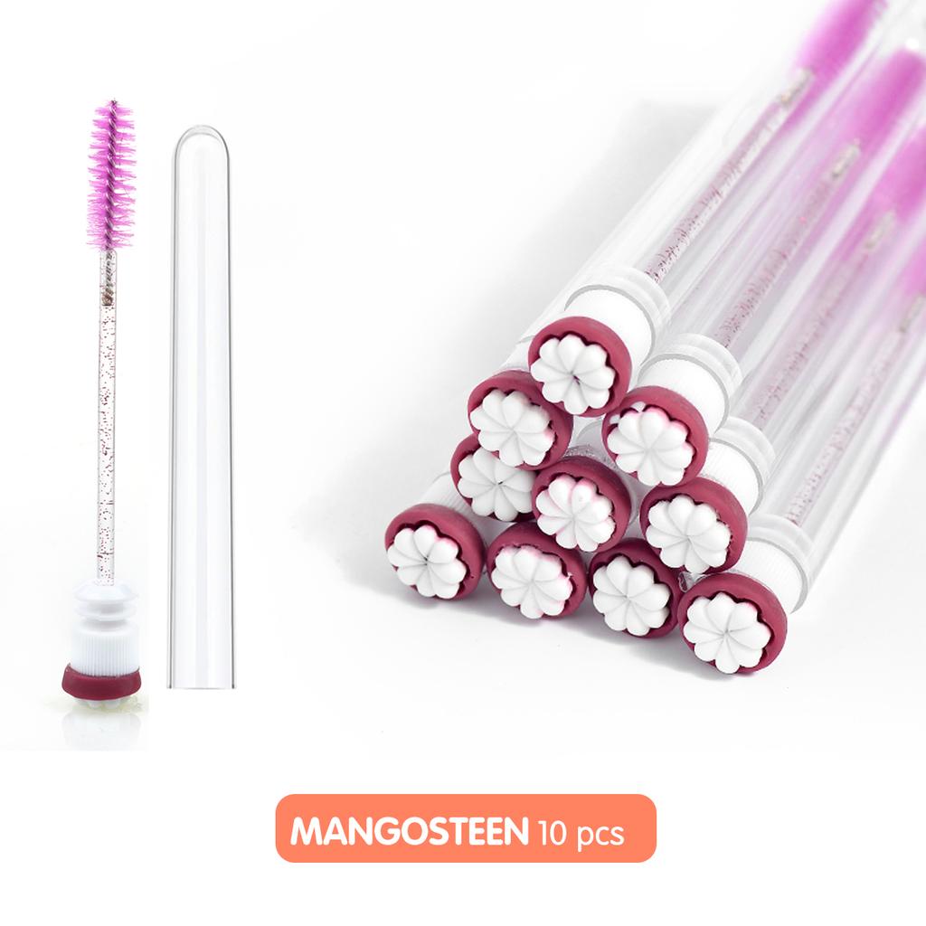 Reusable Eyelash Brushes Tube Spoolies Brushes Mascara Wands Plastic Fiber Nylon Lash Makeup Fruit Brush Tube 10pcs/bag