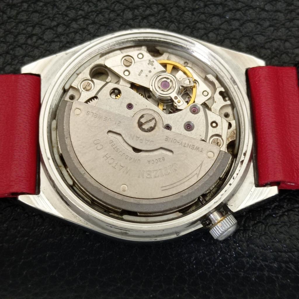 USED MENS CITIZEN AUTOMATIC 8200 JAPAN DAY&DATE RED COLOR DIAL WATCH A432811-2 R113-a432811