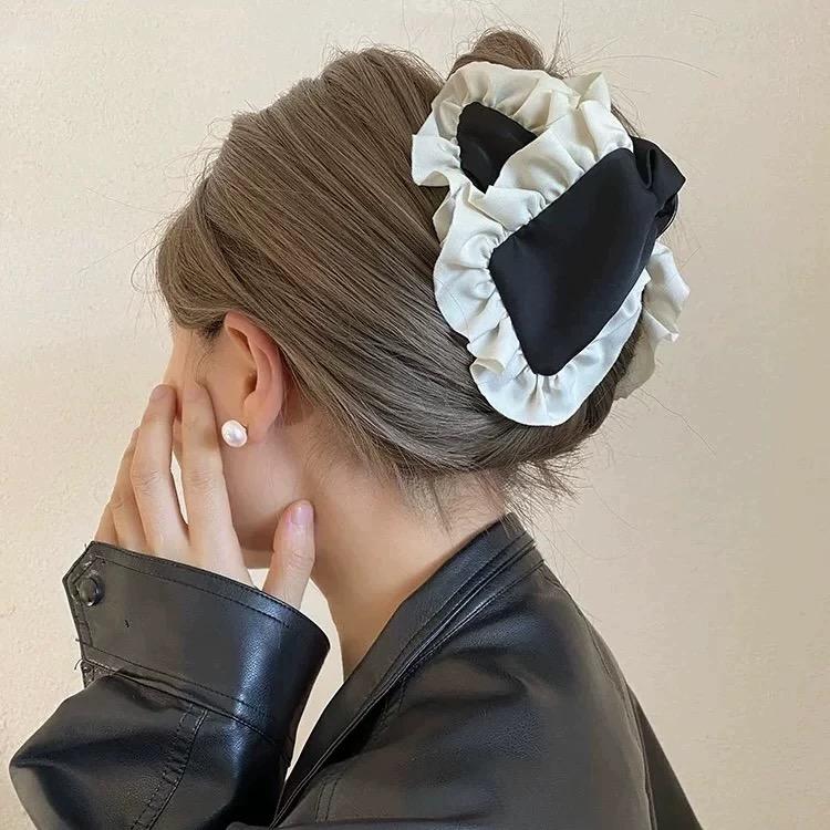 AWATYR Bow Hairpin New Elegant Temperament Satin Hair Grab Hair Accessories Shark Clip on The Back of The Head Hair Claw Clip
