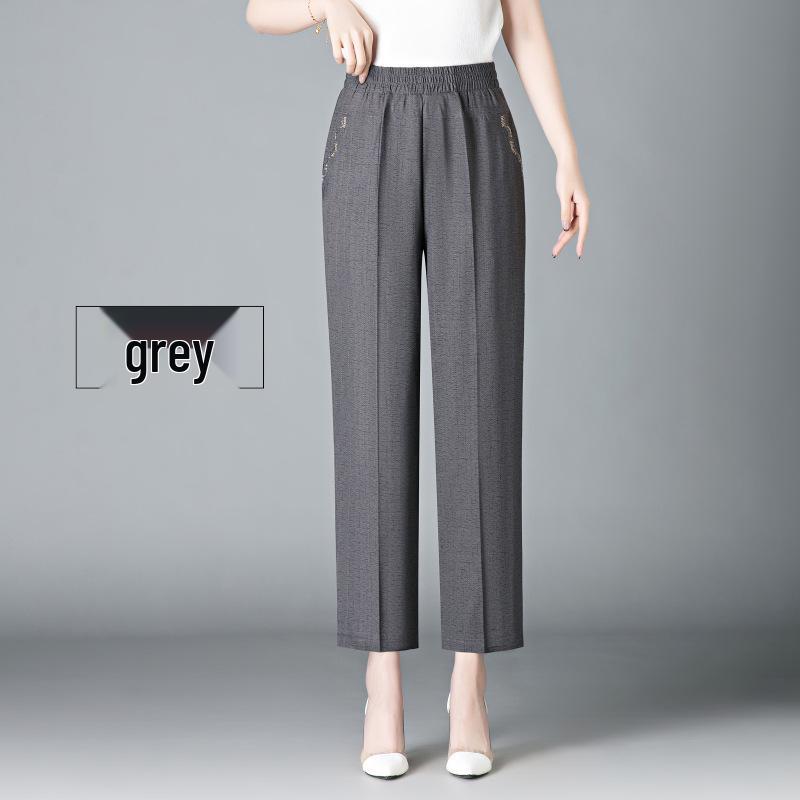 

Mom s 2026 Spring High Waist Loose Pants - Stylish & Versatile Straight Fit for Middle-Aged & Elderly Women 4XL (135-145 lbs) сірий колір