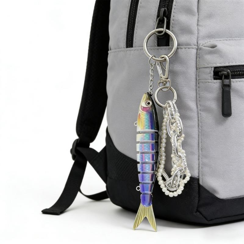Versatile Fishing Culture Charm Keychain with Lifelike Bionic Fish Design Keyrings Pendant for Practical Decors Use