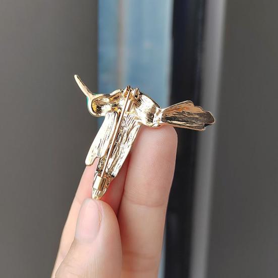 Yousheng Bird Brooch Realistic Flying Bird Colorful Rhinestone Decor Smooth Clothes Decoration Jewelry Anti-rust Colorfast Lady Dress Shirt Collar