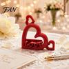 Hollow Heart Art Piece Photo Stand with Embossed LOVE Letters, 3D Printed Vertical Slot Sweet Home Office Ornament Picture Holder, Romantic