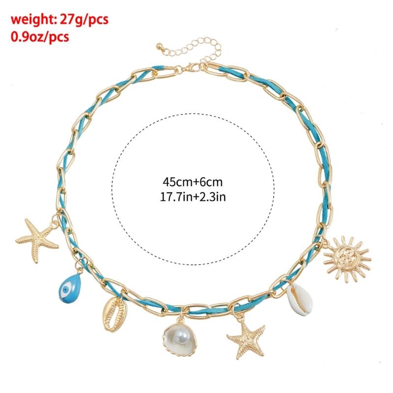 Beach Inspired Layering Necklace With Ocean Theme Charm Dainty Casual Jewelry Accessories For Everyday Wear