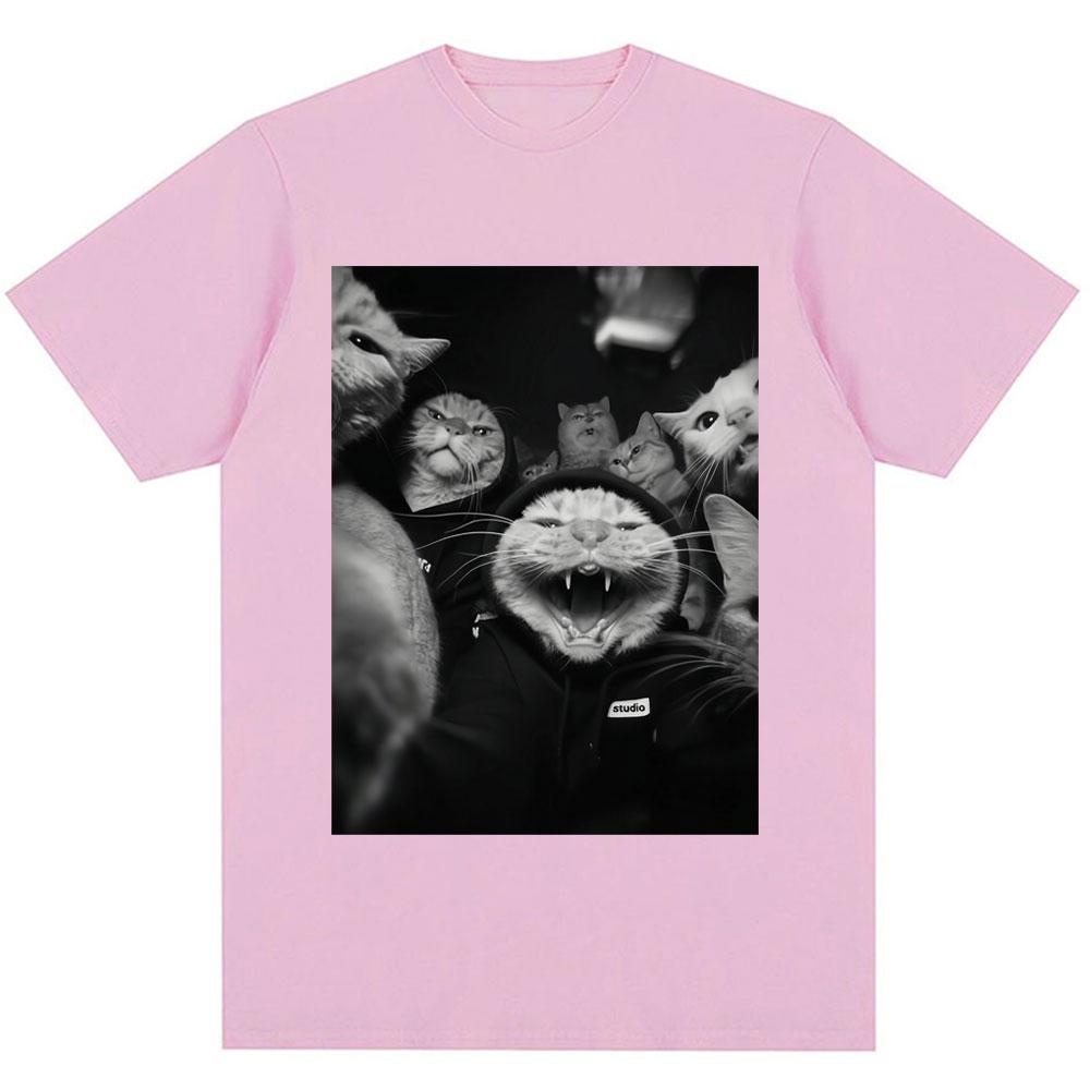 Funny Cat Gang Meme Classic T Shirts Men Women Fashion Vintage Gothic T Shirt Oversized Cotton Casual Gifts T-shirts Streetwear
