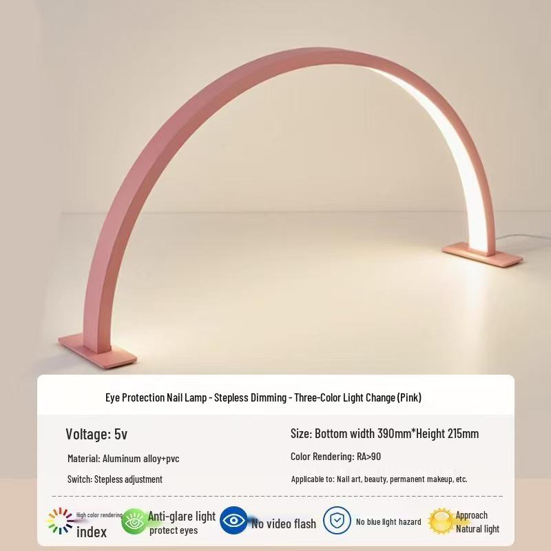 Portable U-shaped LED Beauty Light for Manicure & Eyelash - Eye-Protective, Adjustable Desktop Lamp