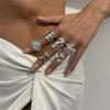 6Pcs/Set Vintage Gold Color Starfish Shell Rings Set For Women Exaggerated Metal Large Pearl  Star Knuckle Rings Beach Jewelry
