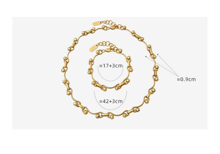 European Spicy Girl Layered Chunky Chain Necklace & Bracelet Set - Gold-Plated Titanium Steel