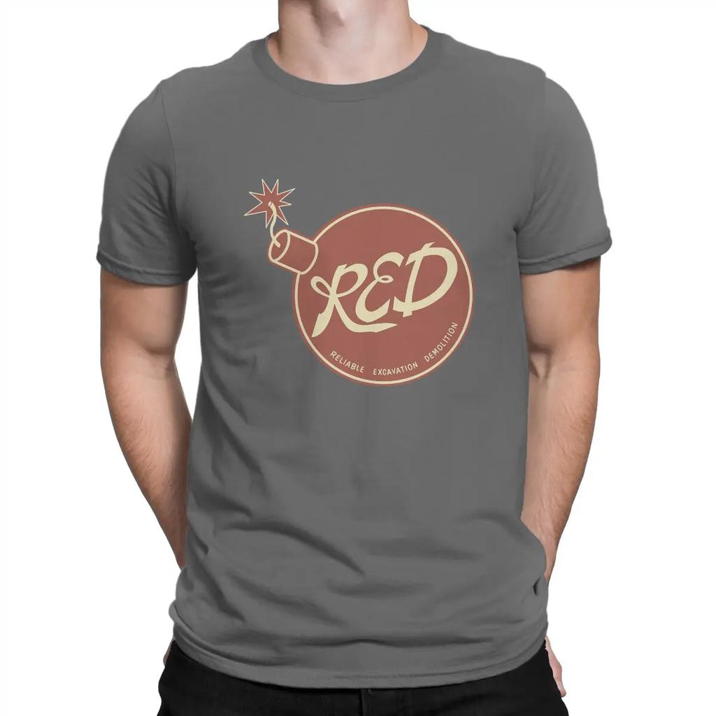 Red Bomb T Shirt Men's  Pure Cotton Funny T-Shirts Round Neck Team Fortress Game Tees Short Sleeve Tops Printed