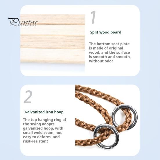 Wooden Swing for Adults Children Outdoor Pastoral Swing with Adjustable Rope 100kg Max Load-Bearing Swing for Yard Garden