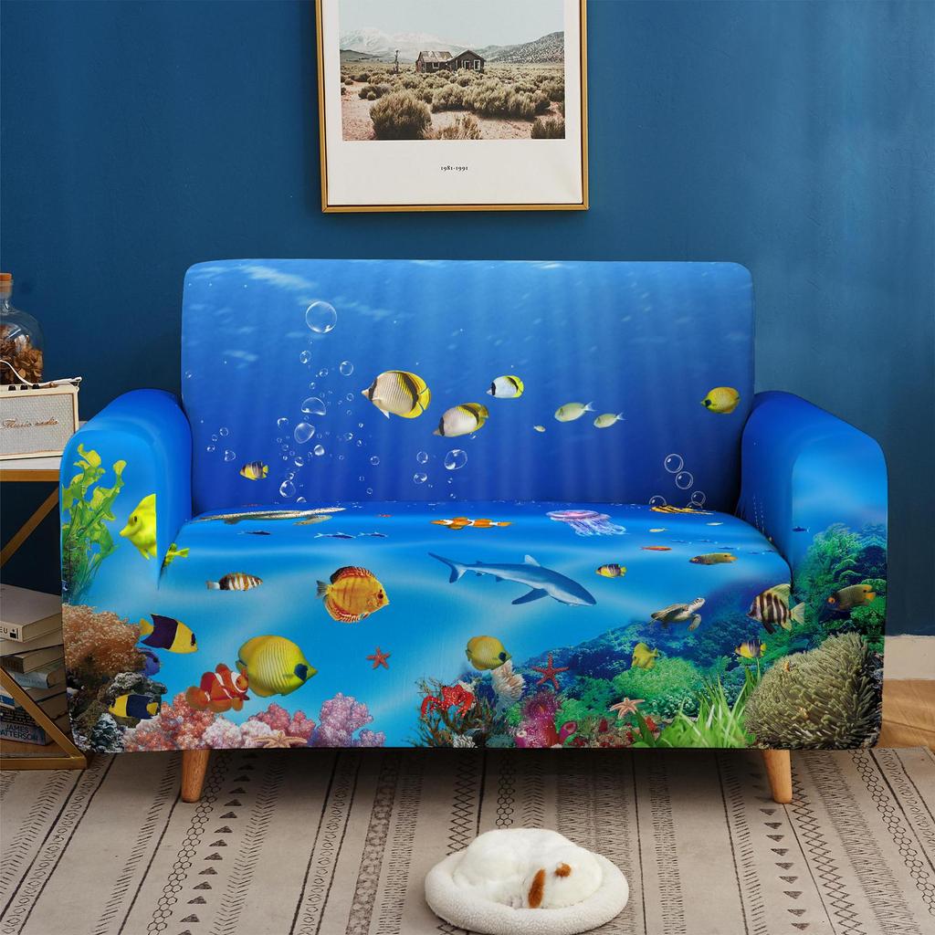 Elastic All-Inclusive Sofa Cover Marine Animal Multi-Person Combination Sofa Cover Lazy Sofa Cover