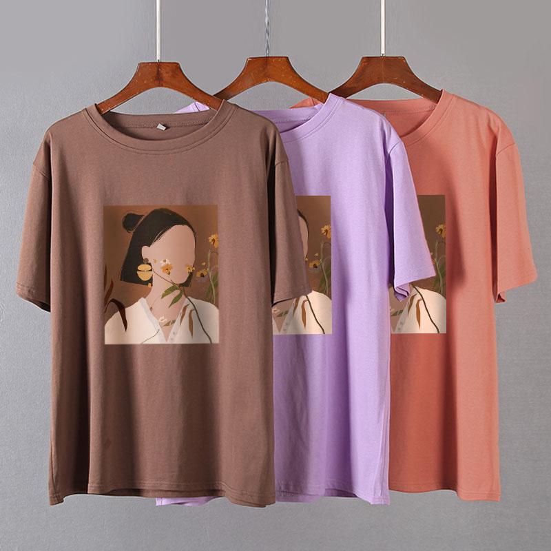 Camisetas Estéticas Estampadas de Manga Corta Hirsionsan para Mujer 2021 Verano Moda Chic Camisetas Holgadas Gráficas Góticas Tops Casuales Femeninos