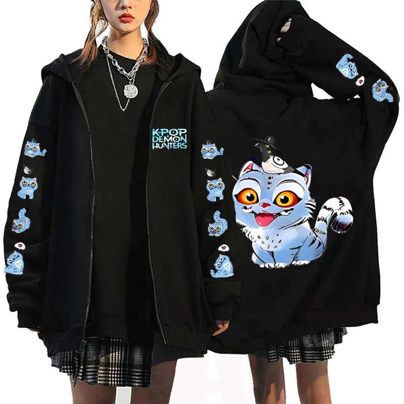 Móda Dámské Oblečení Nové KPop Lovci Démonů Mikiny Černá Zimní Dámské Mikiny Halloween Kreslený Potisk Oblečení