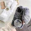Soft Fur Phone Case For iPhone 16 Promax 15 Pro Max 14 Plus 13 Mini 3D Furry Rabbit Bunny Warm Winter Plush Cover Fundas